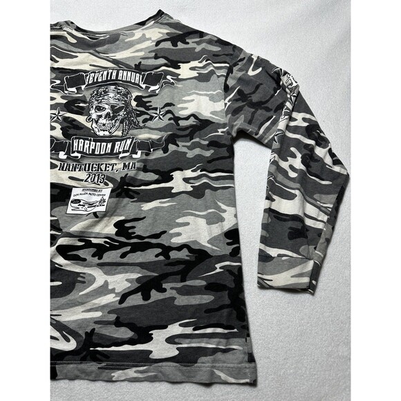 Camo Shirt Mens XL 2013 Nantucket Harpoon Run Biker Rally Camouflage Pirate - Picture 9 of 16